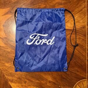 Ford Promo Navy Blue & White Nylon Drawstring Bag 16.5"x13" Cinch Sack Backpack